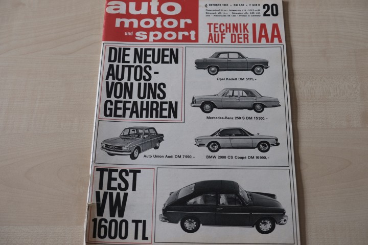 Deckblatt Auto Motor und Sport (20/1965)